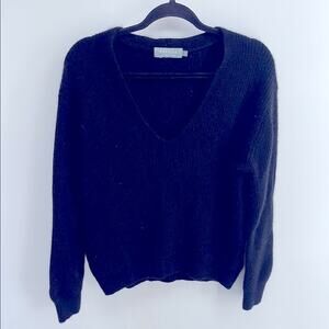 Ravella Como 100% cashmere ribbed V-neck pullover knit sweater sz S